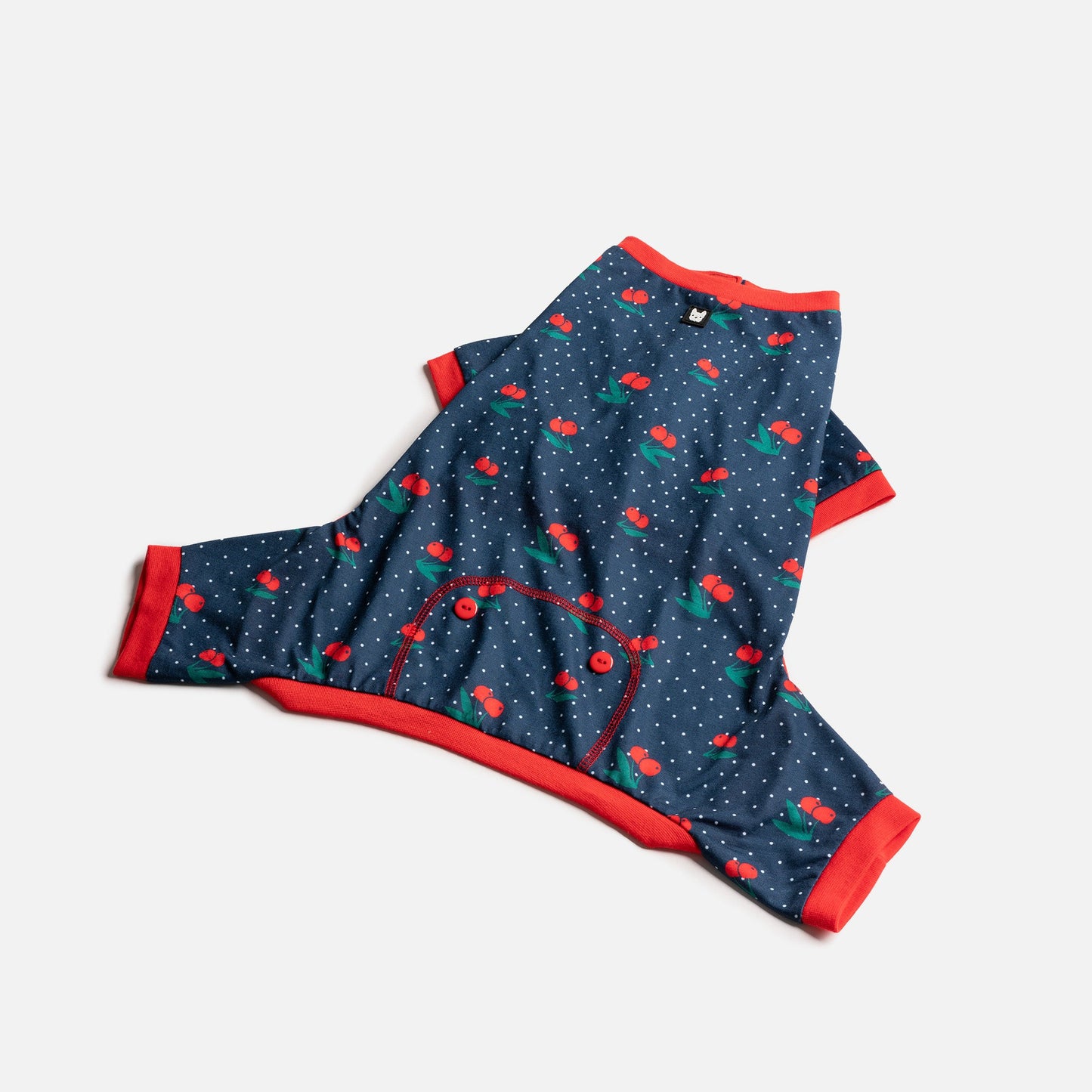 🍒 Cherry Fruit Dog Pajamas – Soft & Cozy Velcro Onesie for Pets