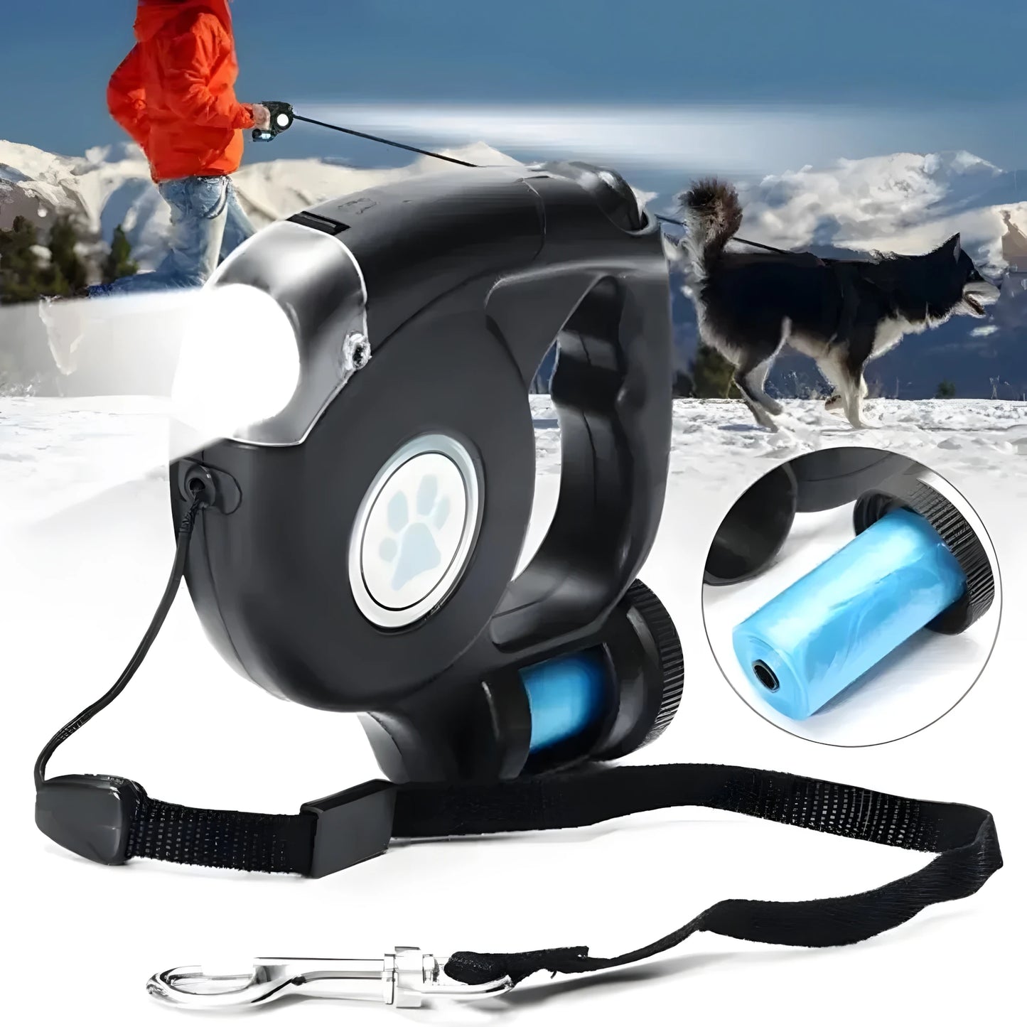 Pet Automatic Retractable Leash Dog Leash Night Lighting Travel Pet Leash With Garbage Bag Traction Rope For Night Walking