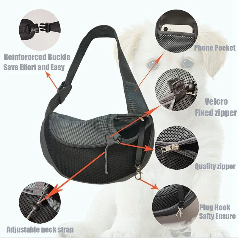 S/L Pet Puppy Carrier Mesh Oxford Breathable Dog Shoulder Bag Comfort Pouch Mesh Shoulder Bag Outdoor Travel Dog Shoulder Bag