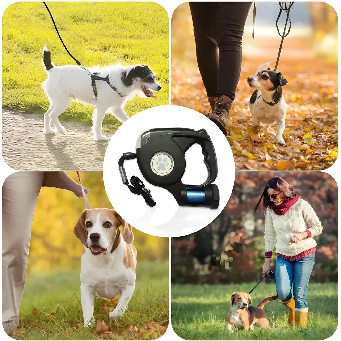 Pet Automatic Retractable Leash Dog Leash Night Lighting Travel Pet Leash With Garbage Bag Traction Rope For Night Walking