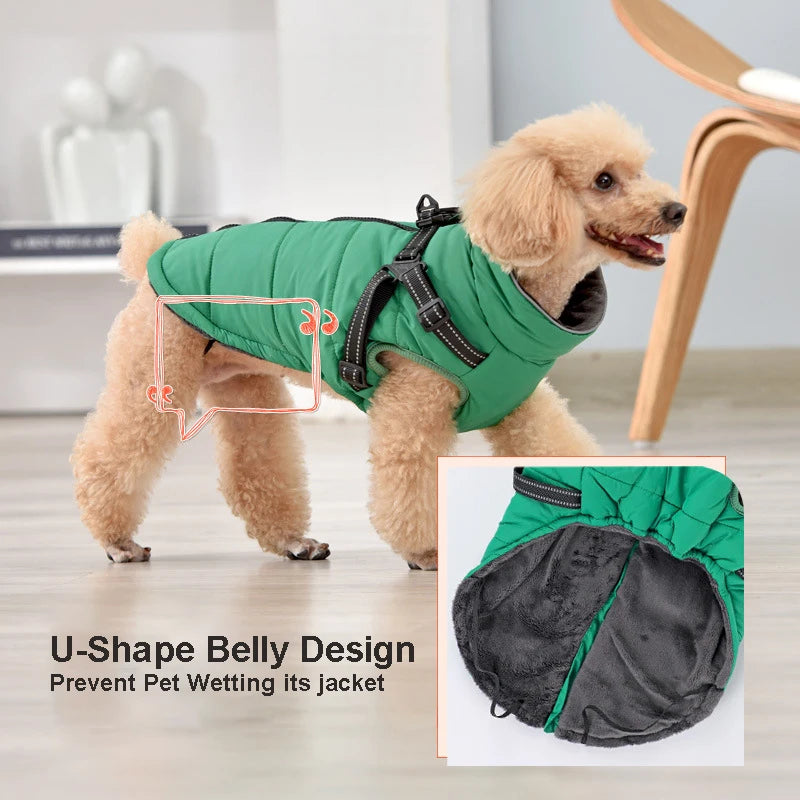 Benepaw Warm Dog Coat Winter Windproof Reflective Pet Clothes Turtleneck Waterproof Harness Jacket For Small Medium Large Dogs