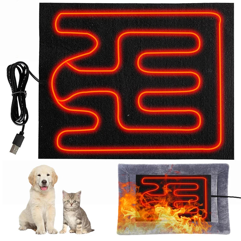 USB Heating Film Warm Folding Heated Sheet Waterproof Car Seat Mat Cushion Pet Reptile Winter Warm Climbing Heating Pads