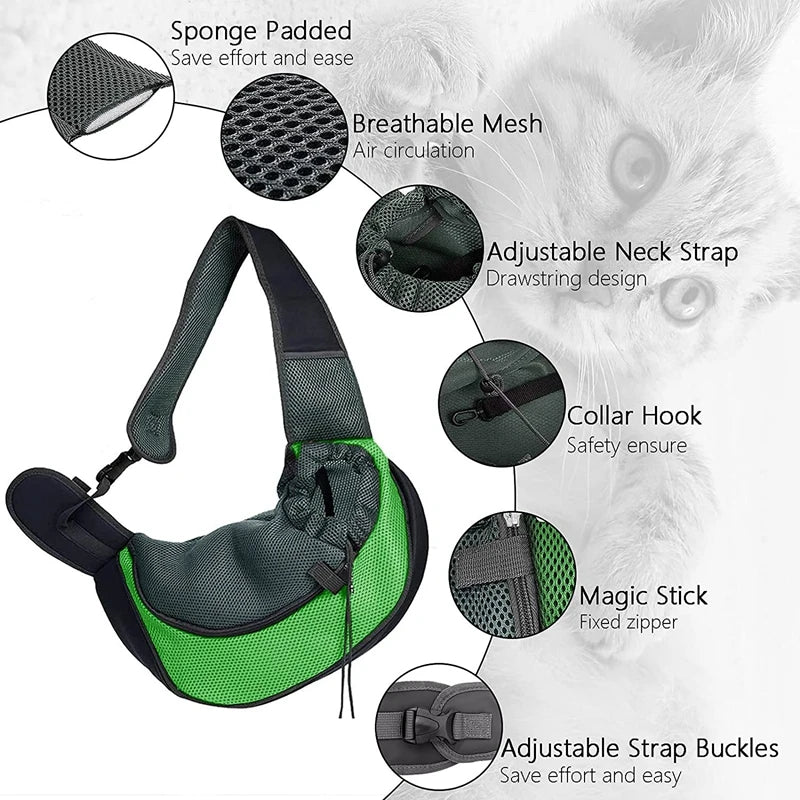 S/L Pet Puppy Carrier Mesh Oxford Breathable Dog Shoulder Bag Comfort Pouch Mesh Shoulder Bag Outdoor Travel Dog Shoulder Bag