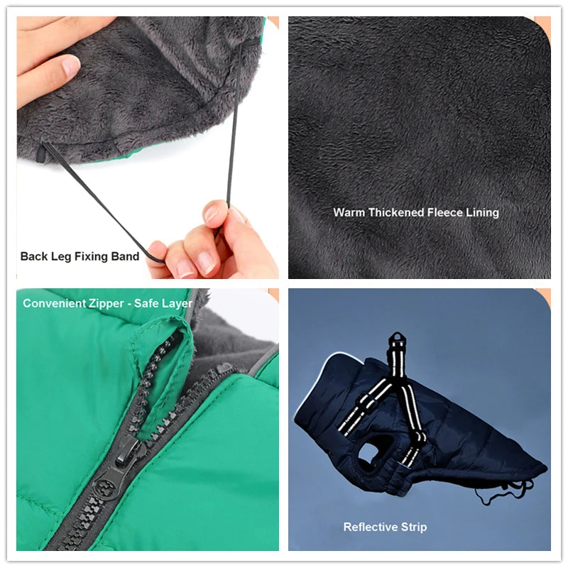 Benepaw Warm Dog Coat Winter Windproof Reflective Pet Clothes Turtleneck Waterproof Harness Jacket For Small Medium Large Dogs