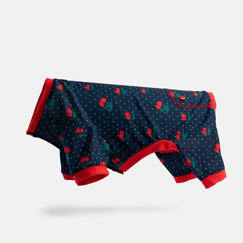 🍒 Cherry Fruit Dog Pajamas – Soft & Cozy Velcro Onesie for Pets