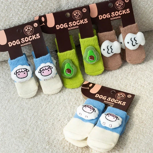 Pet Socks Anti Slip Dog Socks Knitted Cartoon Puppy Shoes Breathable Sock Cat Shoes Dog Clothes Pet Products Dog Accessories