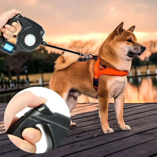 Pet Automatic Retractable Leash Dog Leash Night Lighting Travel Pet Leash With Garbage Bag Traction Rope For Night Walking