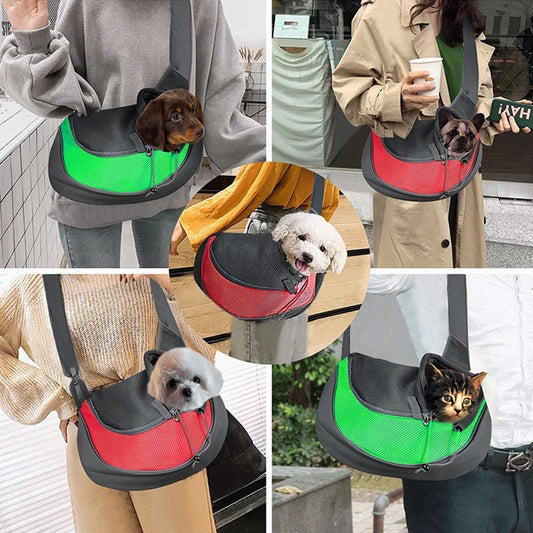 S/L Pet Puppy Carrier Mesh Oxford Breathable Dog Shoulder Bag Comfort Pouch Mesh Shoulder Bag Outdoor Travel Dog Shoulder Bag